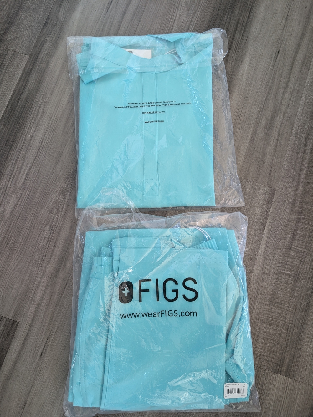 Figs Kids Button-Down Scrub Set - Aqua Blue